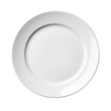 empty white plate isolated on transparent background