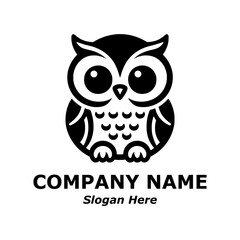 Owl logo. Cute owl pictorial logotype for company, business, logo, stamp, mascot, label. Baby owl logo. Symbol of smart, intelligent, science, education