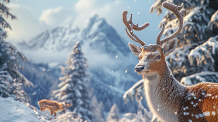 deer in the snow