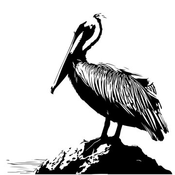 recommend clip art: Pelican standing on rock