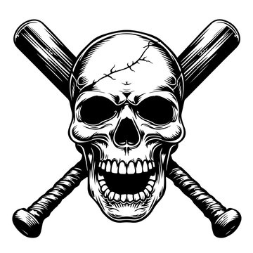 recommend clip art: Baseball Bat Skull