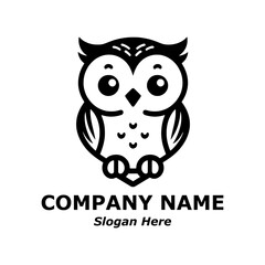 Owl logo. Cute owl pictorial logotype for company, business, logo, stamp, mascot, label. Cute baby owl logo. Symbol of smart, intelligent, science, education