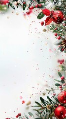 Christmas wreath with space for text on a white background.