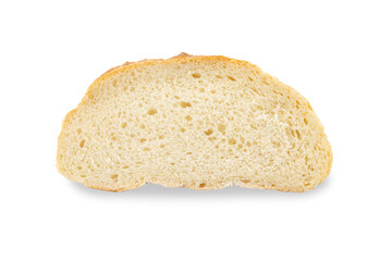 Fresh slice of bread on a white background for breakfast.