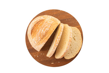 Fresh slice of bread on a white background for breakfast.