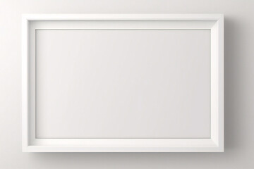 Fototapeta premium Imagen mínima de marco cuadrado blanco vacío simulada colgada sobre fondo de pared blanca con luz y sombra de ventana. aislar imagen
