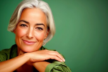 Elegant Portrait of a Mature Woman with Silver Hair