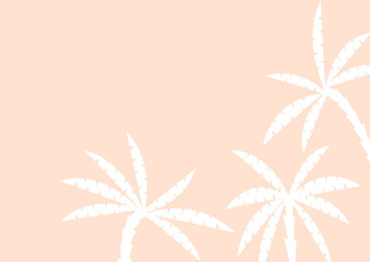 Illustrative background, With peach colors and palm trees.