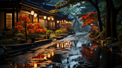 Japanese Garden: Natural Relaxation in Serene Decorated Space