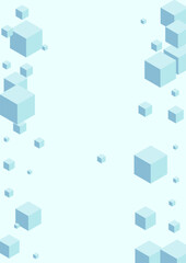 Fototapeta na wymiar Monochrome Polygon Background Blue Vector. Cardboard Design. Grey Digital Cube. Box Minimal Template. Blue Square Cover Illustration.
