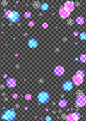 Pink Snowflake Background Transparent Vector. Flake Poster Texture. Purple Elegant. Gray Glare Blurry. Luxury Card.