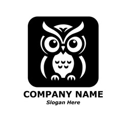 Owl logo. Cute owl cartoon. Owl pictorial logotype for company, business, logo, stamp, mascot, label. Symbol of smart, intelligent, education, science