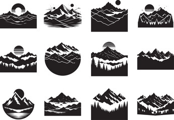 Mountains Art Vector Silhouette Illustration