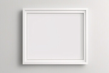 窓の光と影を持つ白い壁の背景に掛かっている最小限の空の正方形の白いフレーム画像のモックアップ。画像を分離する