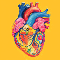 Drawing of a heart. Anatomical drawing of the heart