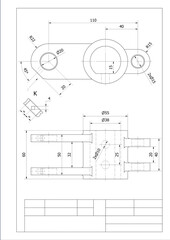 technical drawing metal mechanical joints to calculate resistance, stress, and forces before  the production process