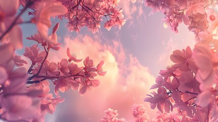 Close up Cherry Blossom or Sakura flower on nature background with sunlight, Spring. 