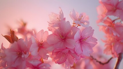Close up Cherry Blossom or Sakura flower on nature background with sunlight, Spring. 