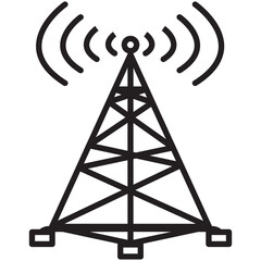 Antenna tower icon in flat style. Broadcasting vector illustration on white isolated background. Wifi business concept.