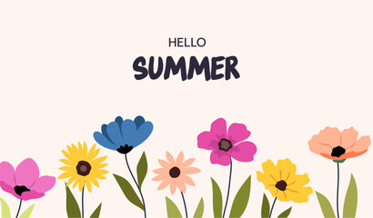 Floral summer template. Flowers