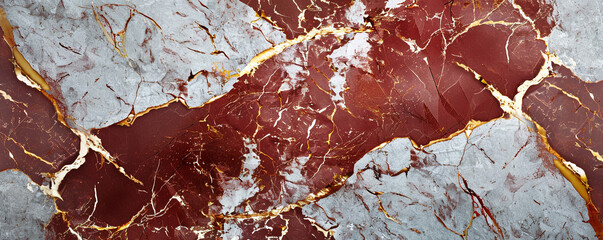 Deep cherry  soft silver marble backdrop with opulent gold veining resembling a refined stone texture
