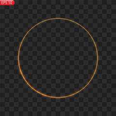 Fiery light circles glow effect, sparkling golden glitter. Vector illustration.
