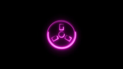 Abstract neon geometric sign with circle loop  icon illustration background.