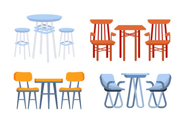Chairs and tables Set. Furniture for office, cafe, Restaurant. Home kitchen interior