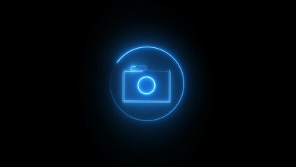 Neon laptop sign icon illustration on black background.