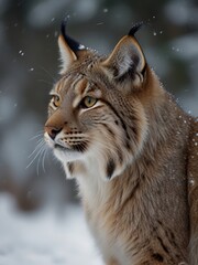 Obraz premium lynx in the snow, lynx in the wild, beautiful lynx, the freshness of a lynx in the snow