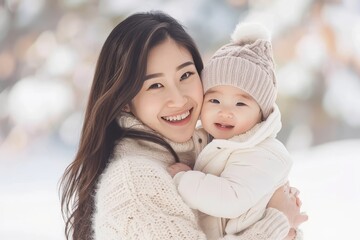 Obraz premium Mother and Baby in Winter