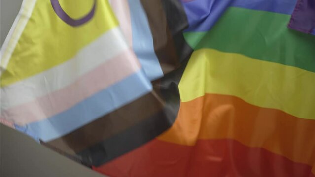 lgbtq+ pride 2024 concept. New lgbt flag waving