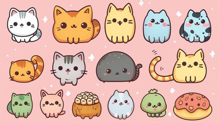 Cute Cartoon Cats and Accessories 6
