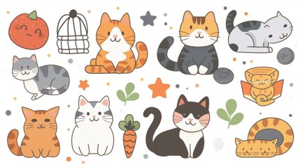 Cute Cartoon Cats and Accessories 5