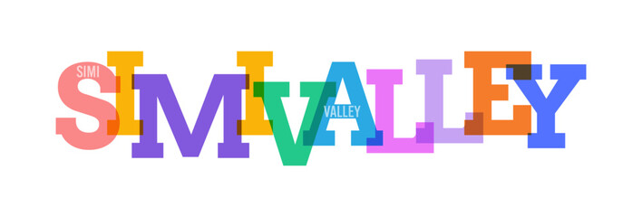 SIMI VALLEY. The name of the city on a white background. Vector design template for poster, postcard, banner