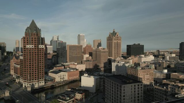 Downtown Milwaukee drone footage