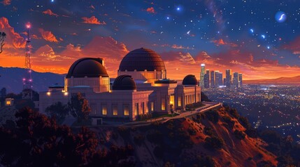 Obraz premium Sunset at Historic Griffith Park Observatory 