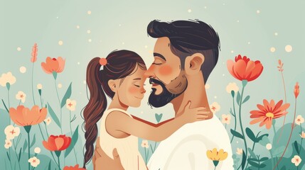 Happy Father's Day Card with Loving Dad and Daughter Generative AI