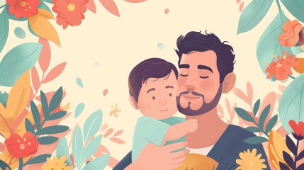 Happy Father's Day Social Media Story Illustration Generative AI