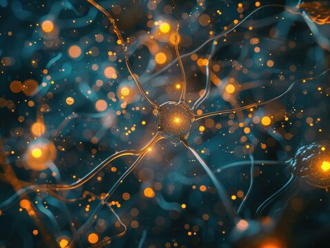 The image is an abstract representation of a neural network