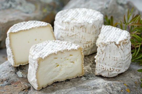 Traditional French goat cheeses including chevre chabichou pico and d or