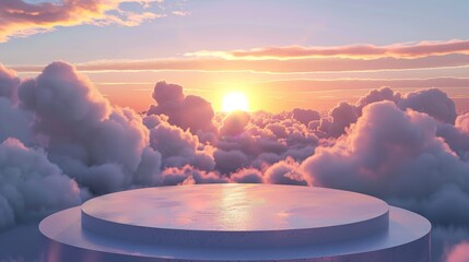 Sunset Podium Against Cloudy Sky Generative AI