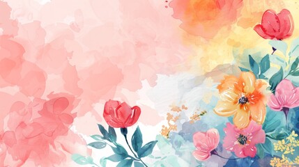 Colorful Watercolor Flowers Banner for Mother's Day Generative AI