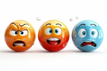 animated emoticon - set of 3 different emotions