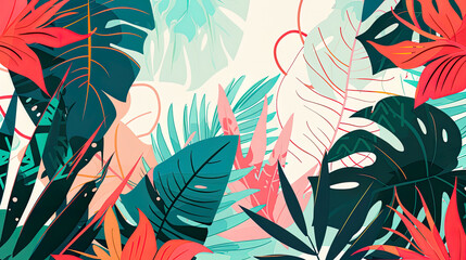 Colorful Tropical Leaves Wall Art