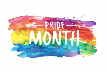 Pride Day themed rainbow and watercolour logo with the text 