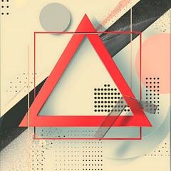 an image of contemporary geometric  with a 3D red right triangle frame set against an abstract background