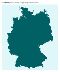 Germany plain country map. High details. Solid style. Shape of Germany. Vector illustration.