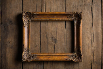 old blank empty wooden frame on wood