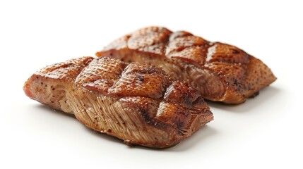 A delicious and juicy duck breast steak, cooked to perfection.